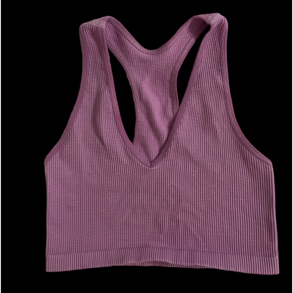 Free People intimately purple ribbed racer back sports bra S